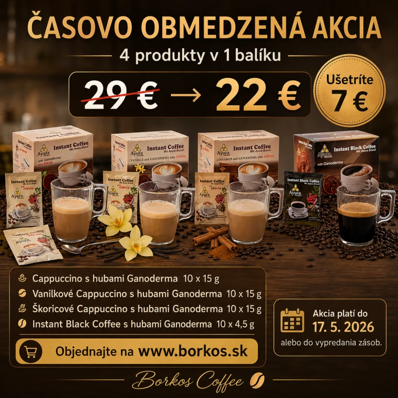 Akciový balík 4 druhov kávy s Ganodermou