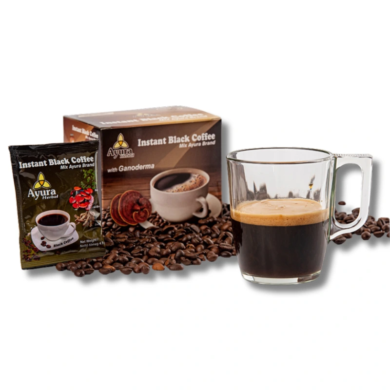 Instant Black Coffee s hubami Ganoderma vrecká 10 x 4,5g