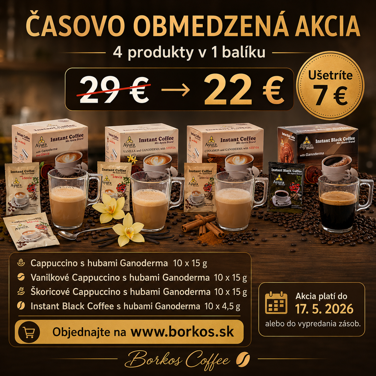 Akciový balík 4 druhov kávy s Ganodermou