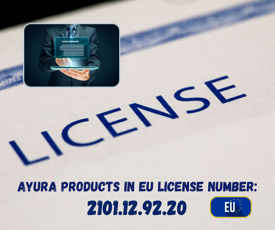 AYURA products in EU license number: 2101.12.92.20