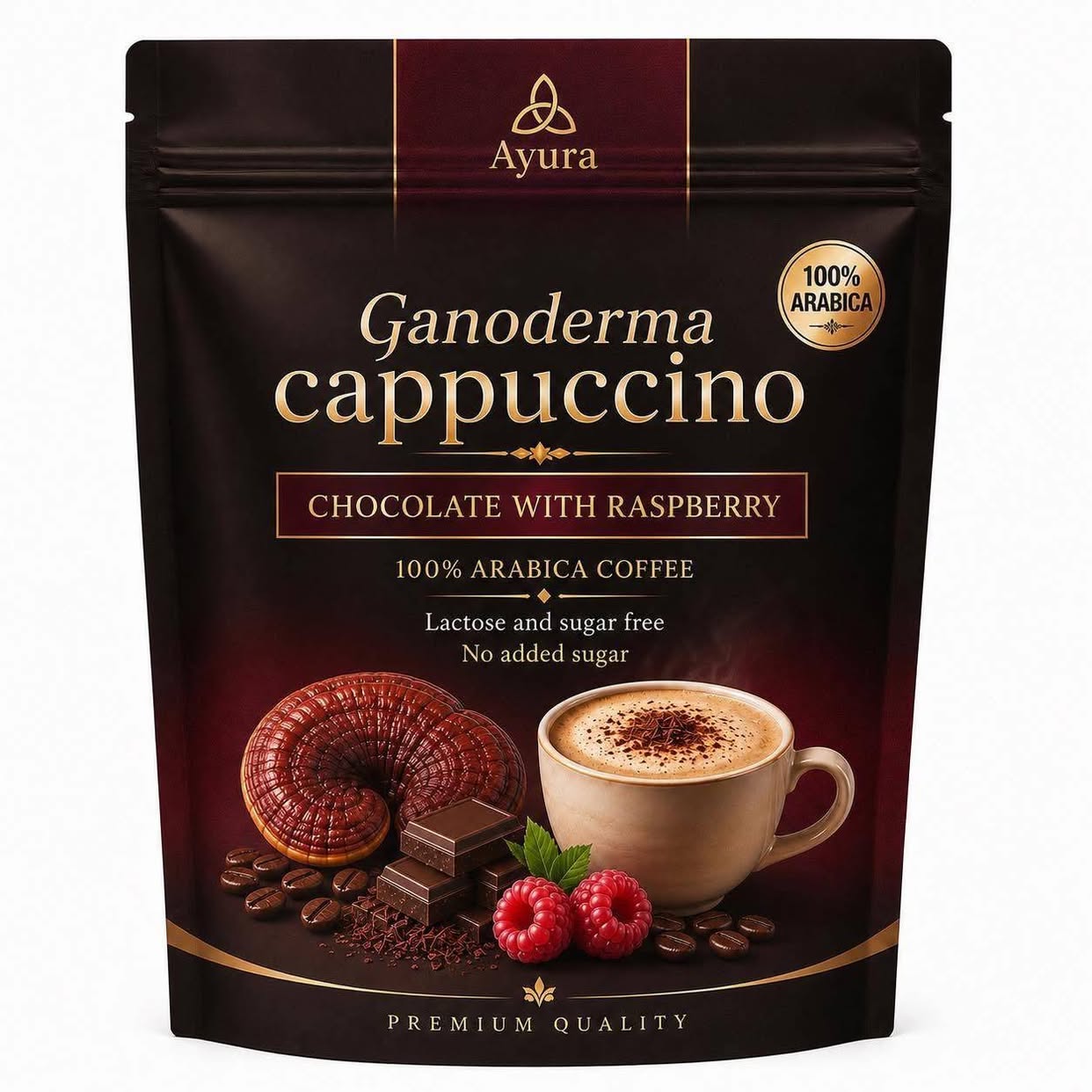Ganoderma Cappuccino ČOKOLÁDA & MALINA 15 x 15g