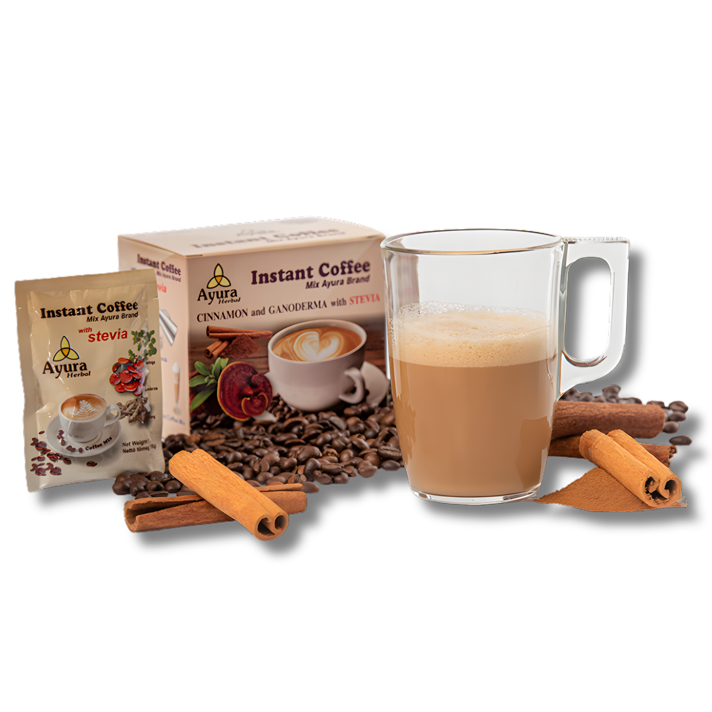 Škoricové Cappuccino s hubami Ganoderma 10 x 15g