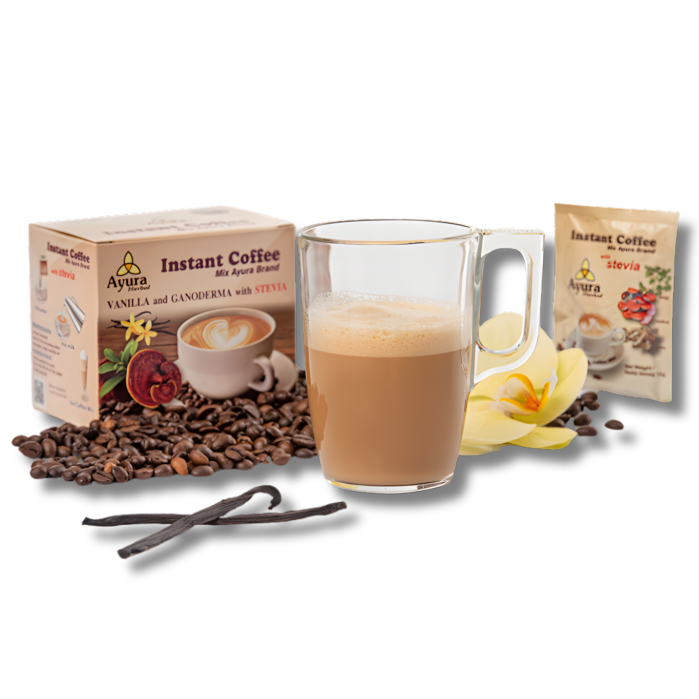 Vanilkové Cappuccino s hubami Ganoderma 10 x 15g